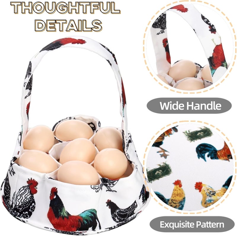 Noamus 2 Pack Eggs Collecting Bags, Mini Canvas Eggs Gathering Basket with 7 Pouches, Easter Egg Collector for Chicken Hen Duck Goose Housewife Garden Transporting Storage(2 Styles) - Image 4